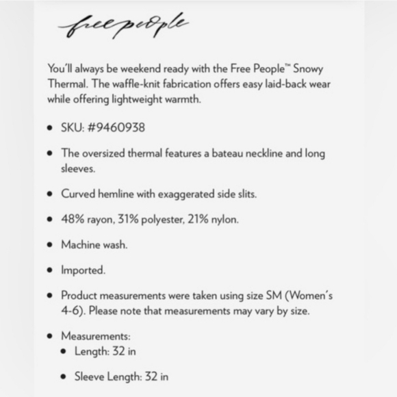 FREE PEOPLE Snowy Thermal Pink (S) - Picture 3 of 7
